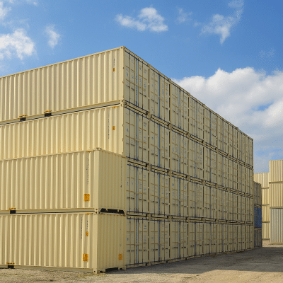 Stacked New one trip shipping containers