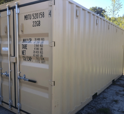 Exterior of new one trip cargo container.