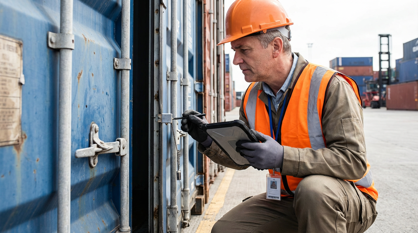 Inspecting a shipping container