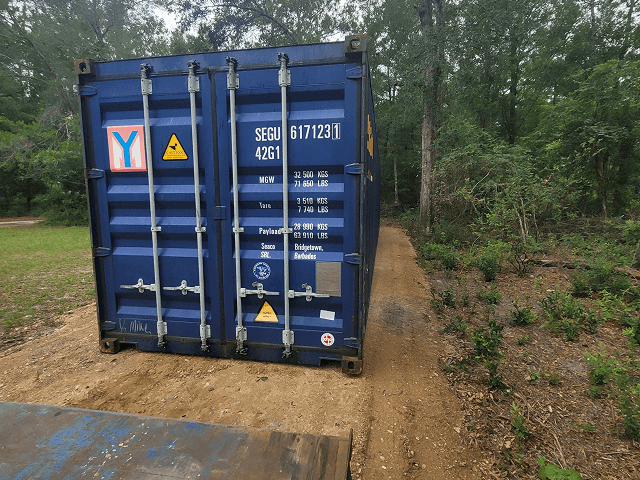 40 foot high cube blue shipping container delivered by E and S Equipment in Florida and Georgia