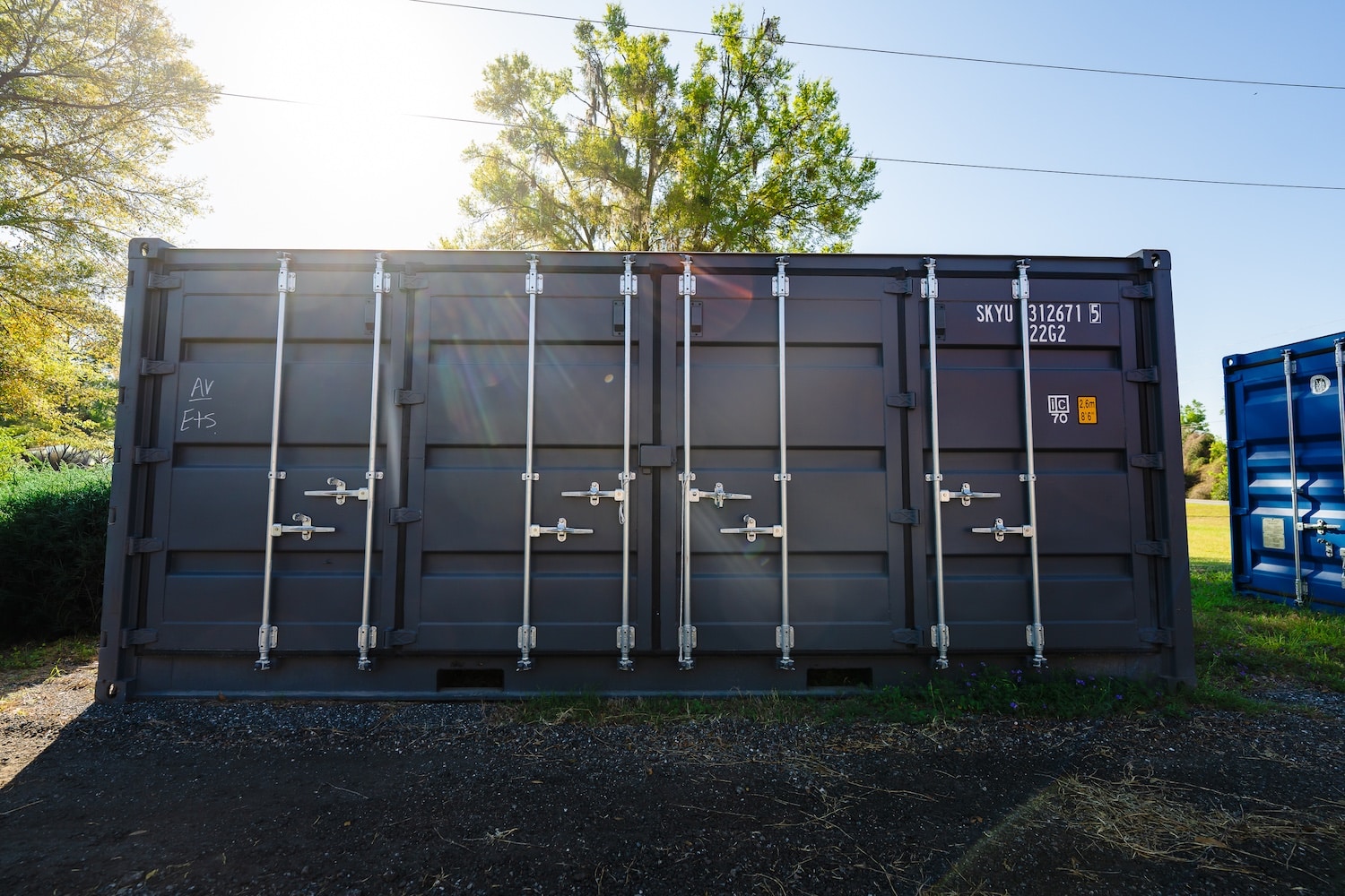 20 foot shipping container with full side doors, sold by E&S Equipment Sales